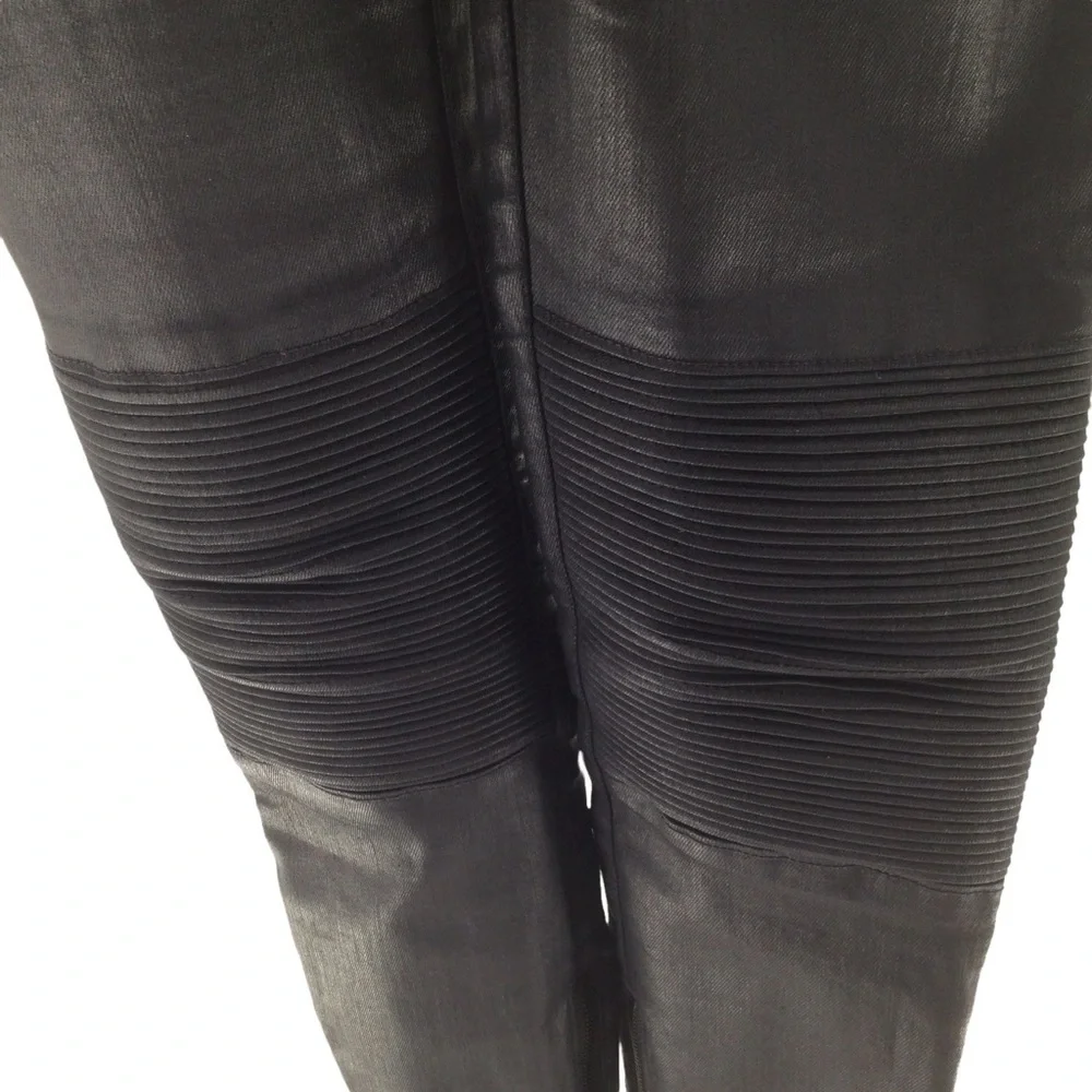 Madewell‎ Skinny Skinny Moto Black Coated Jeans